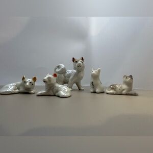 Porcelain Dog Family Figurines German Shepard